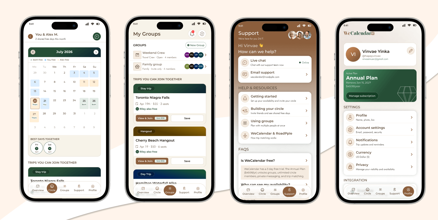 WeCalendar web and mobile app cover screen