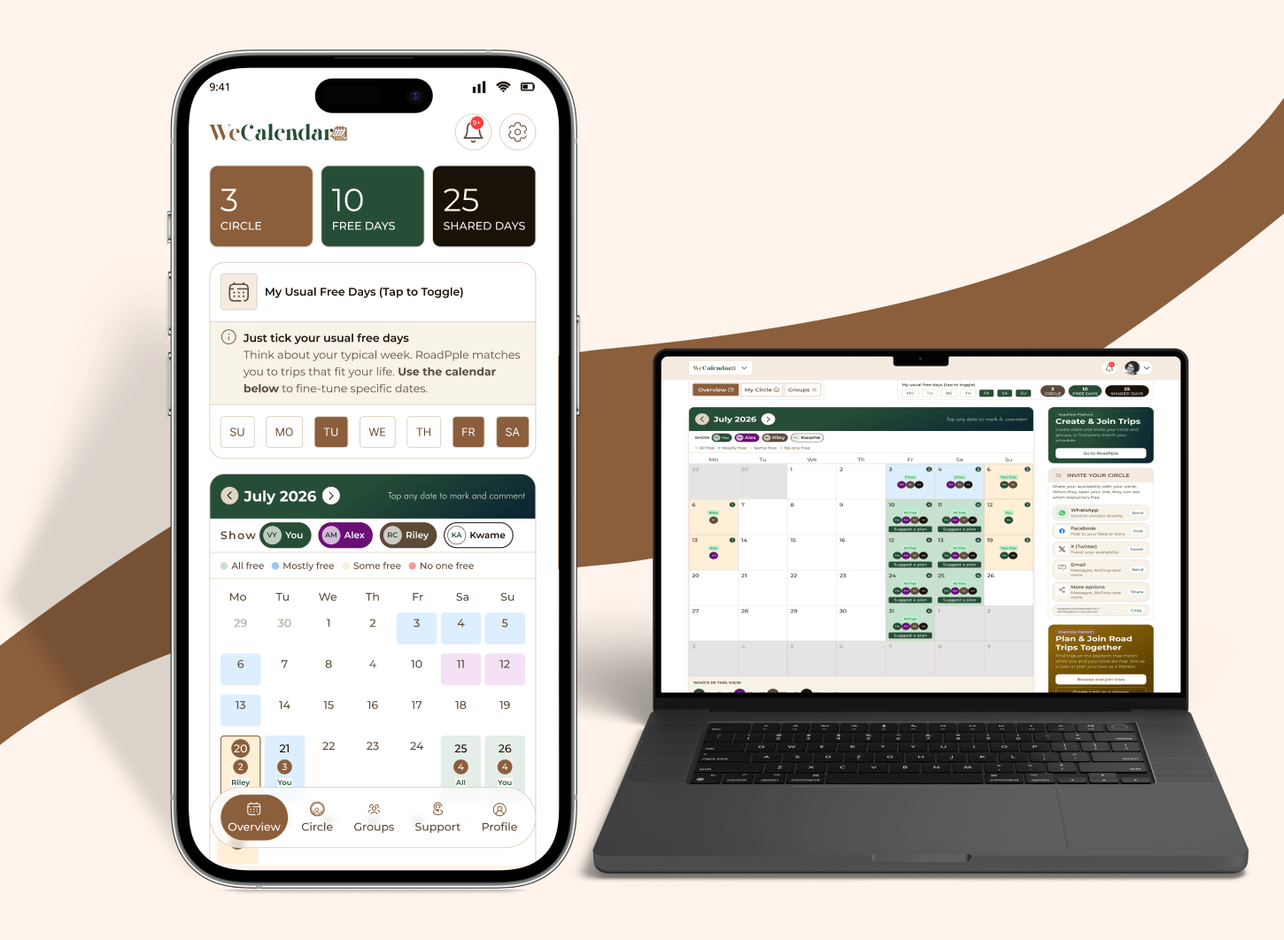 WeCalendar web and mobile app cover screen